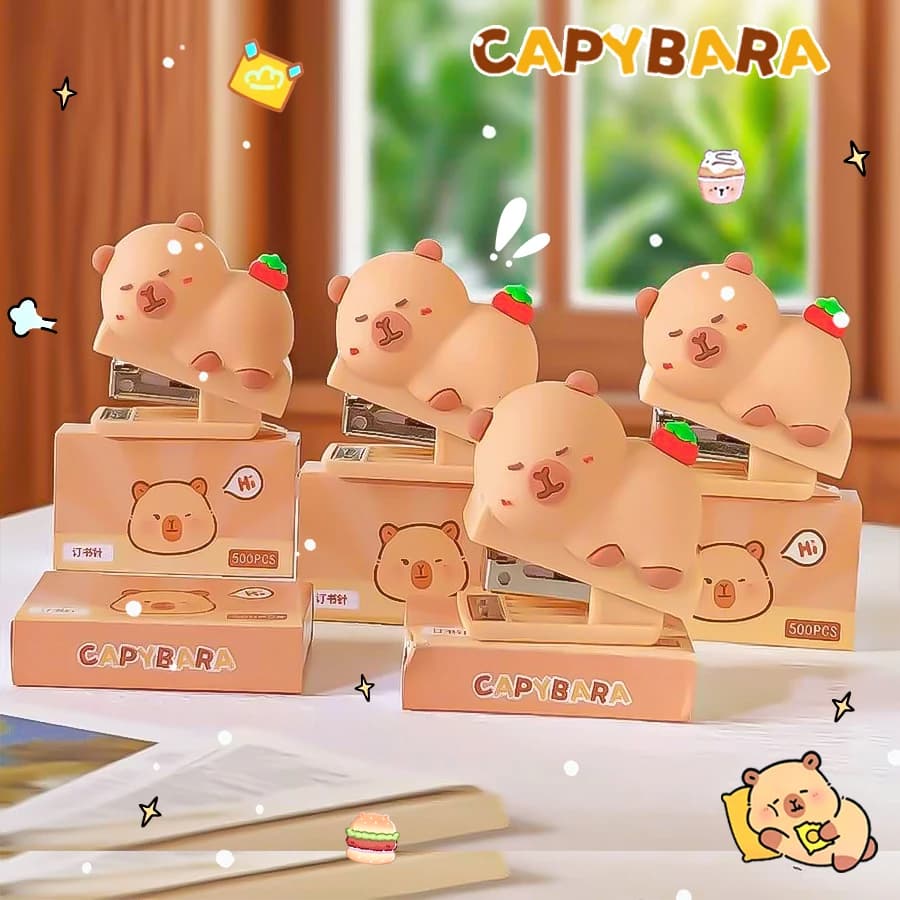 Cancelleria kawaii Accessori per ufficio Graziosi forniture per ufficio cancelleria cucitrice carino capibara mini cucitrice materiale scolastico