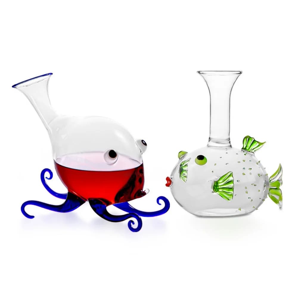 Accessorio creativo per decanter per vino a forma di polpo con pesce palla per gli amanti del vino Decanter per vino in vetro per brocca per vino rosso