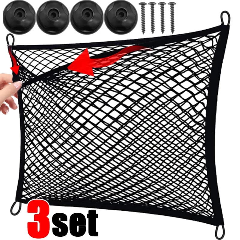 Borsa per rete portaoggetti per auto Forniture per interni auto Stoccaggio Rete elastica Baule per auto Estintore Rack fisso Organizzatore per bagagliaio Parte per auto
