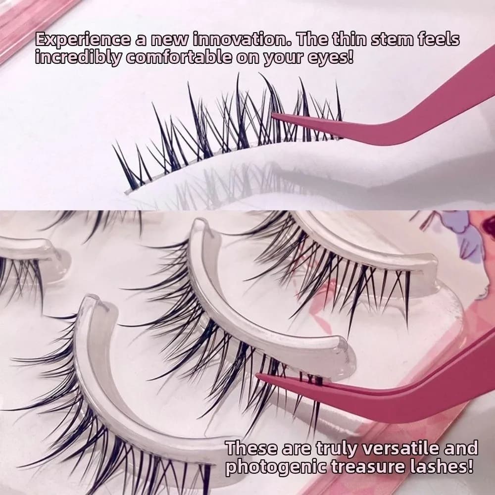 Ciglia finte nere in stile anime/cartoon, curvatura C 7-14MM, extension ciglia fai da te, leggere e facili da applicare, stile thailandese.