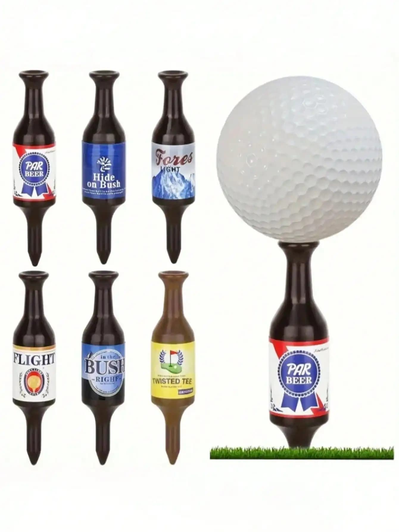 1-2-6Pcs Beer Bottle Shaped Golf Tees, Virtually Unbreakable & Plastic Golf Tees, Golf Gifts For Men & Women, Novelty Gift For Bachelor/Bachelorette Parties, Exclusive For Golfers