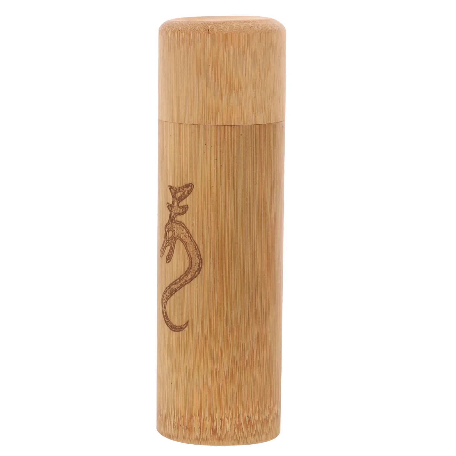 Bamboo Tea Canister Sturdy Airtight Seal Round Design for Loose Tea Coffee Spice Storage Portable Dry Food Container Kitchen Bar