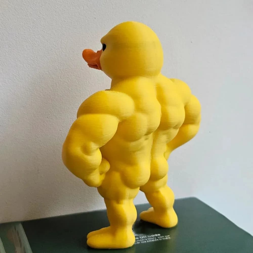 Statua di anatra muscolare -Arredamento da tavolo 3D, statuetta stravagante da scaffale carina, decorazione multifunzionale per interni/esterni, accessorio per la casa