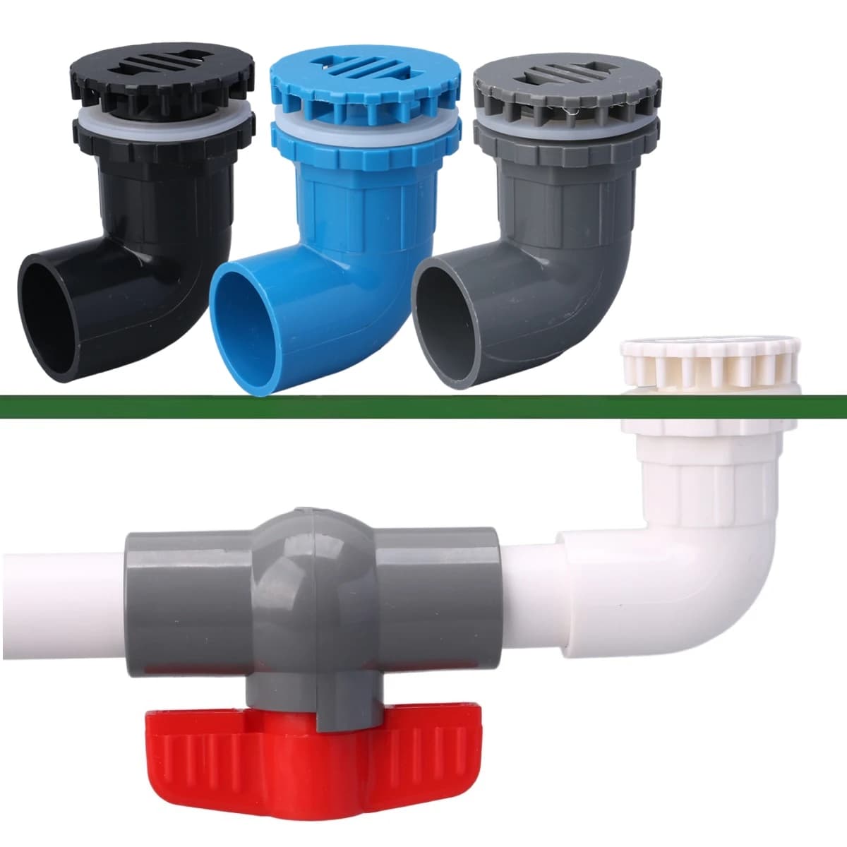 1pc 20/25/32/40/50mm Giunti per tubi in PVC Acquario Uscita per tubi di scarico Giunto Connettore a gomito da 90 gradi Raccordi per troppopieno per acquario