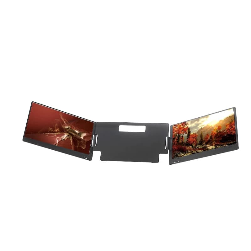 Triplo monitor portatile per laptop - Schermi pieghevoli da 15,6", design leggero di tipo C per viaggi e giochi