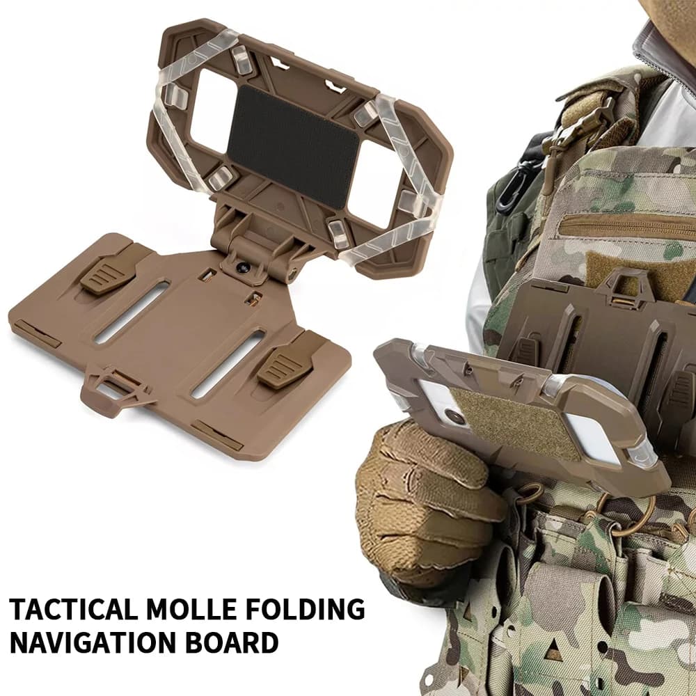 MOLLE tactical phone stand, folding navigation board, mobile phone holding equipment, softair hunting vest accessories