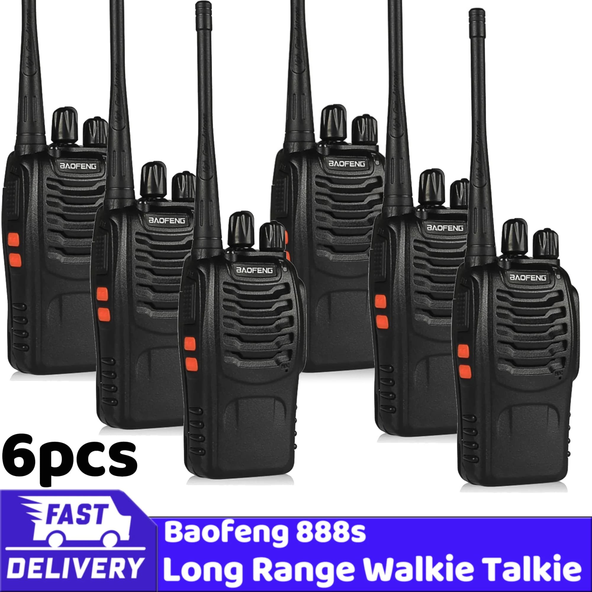 Produttore All'ingrosso 6 pz 888S originale Baofeng 5 W walkie-talkie ad alta potenza 10 KM comunicazione a lunga distanza standby ultra lungo