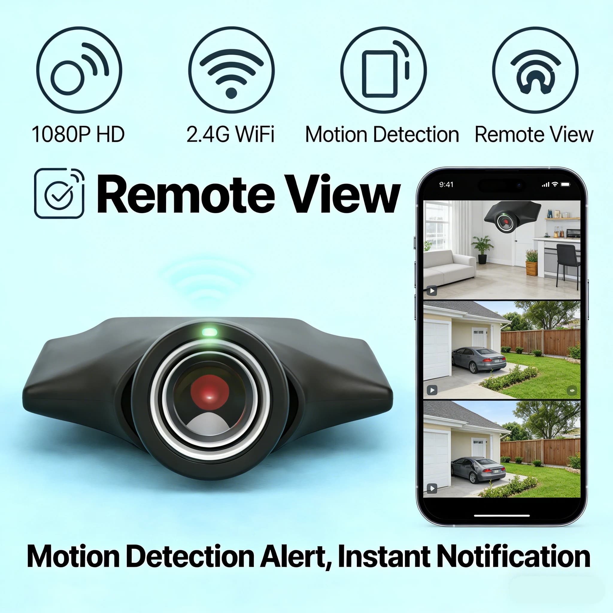 Mini Modulo Telecamera WiFi 1080P HD, Registratore Video Fai-da-Te con Rilevamento di Movimento, Videocamera di Sorveglianza Domestica con Visualizzazione Remota