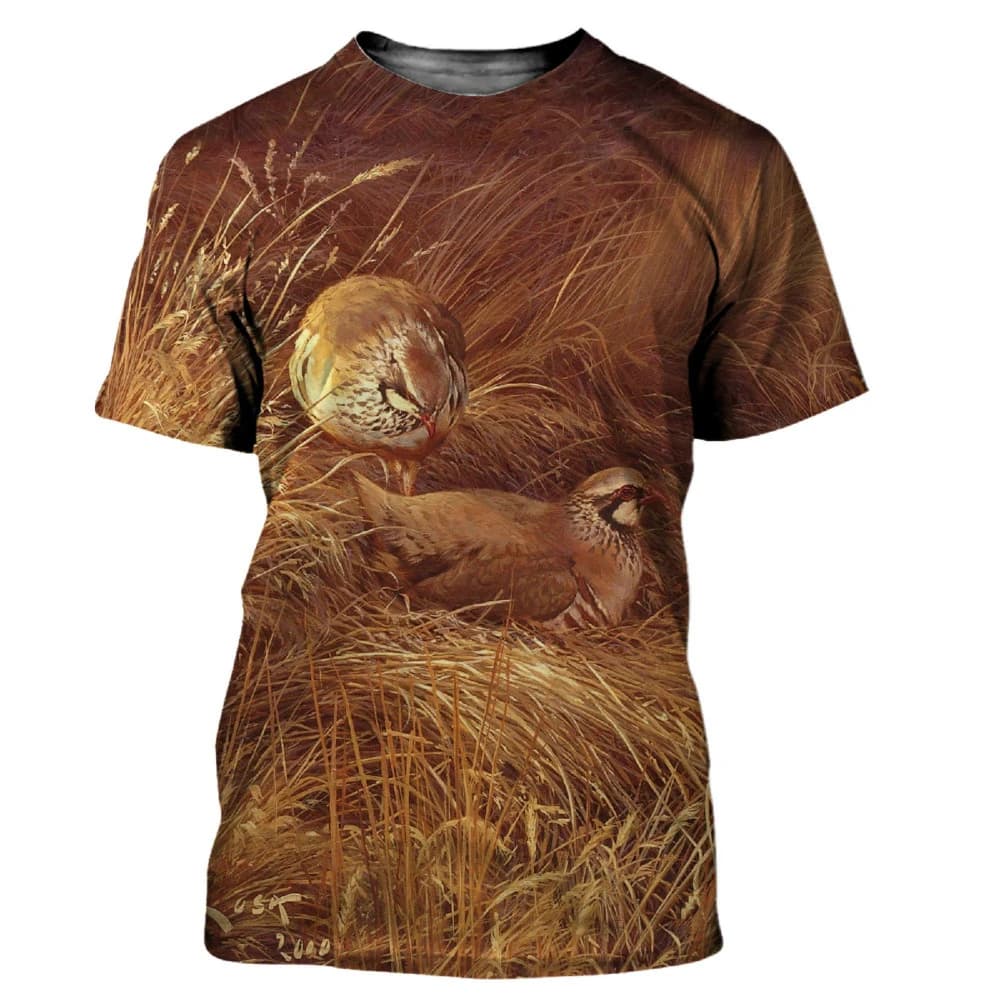 Animali Quaglia T-shirt con stampa 3D Camouflage Caccia Uomo O-Collo T-shirt Manica corta Oversize Harajuku Streetwear Ragazzi Tees Top