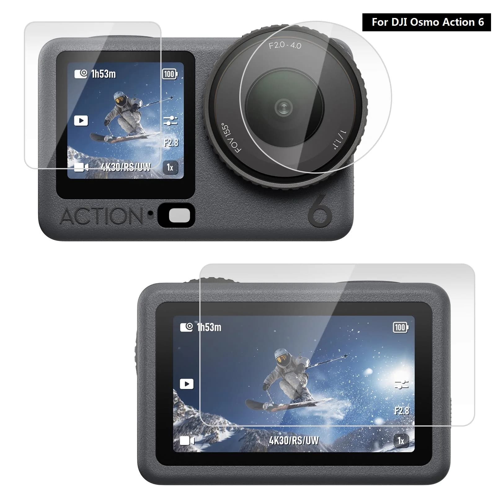 Lente PULUZ + pellicola in vetro temperato per schermo anteriore e posteriore per DJI Osmo Action 6