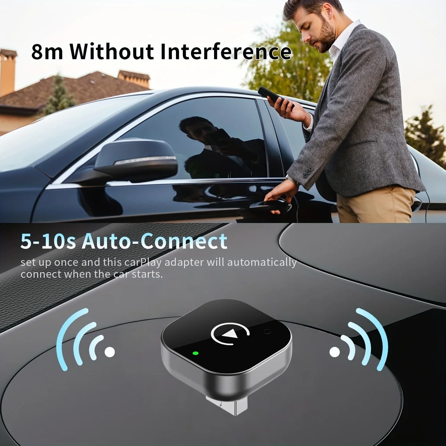 Adattatore Wireless CarPlay Android Auto Gallop Sprite, Dongle USB da Cablato a Wireless, Box Intelligente AI Plug & Play con Connessione Automatica