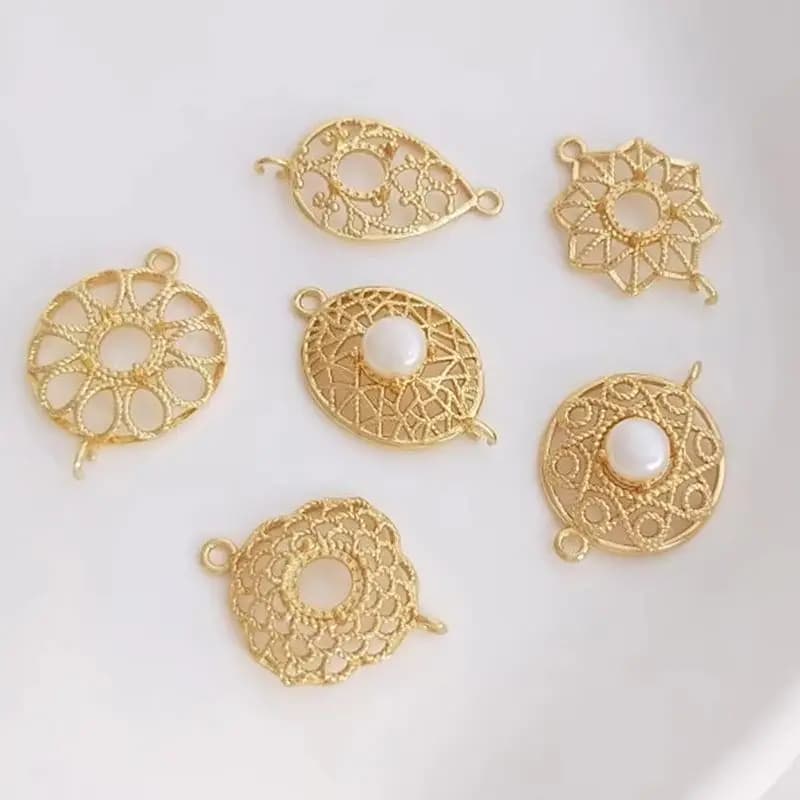 14K Gold Plated Lace lace circle eight star double hanging DIY bracelet earring accessories