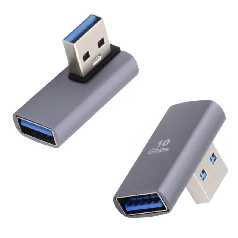 USB 3.0 Right Angle Adapter, USB A Male to A Female Middle Bend Extension Adapter, 10Gbps High Speed Data Transfer for Laptop,PC