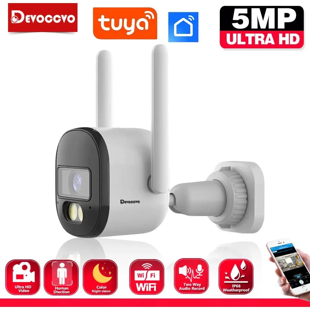 5MP Outdoor Tuya Wifi Camera Wireless IP Bullet CCTV Video Monitor per la protezione della sicurezza domestica Smart Life Surveillance Camera