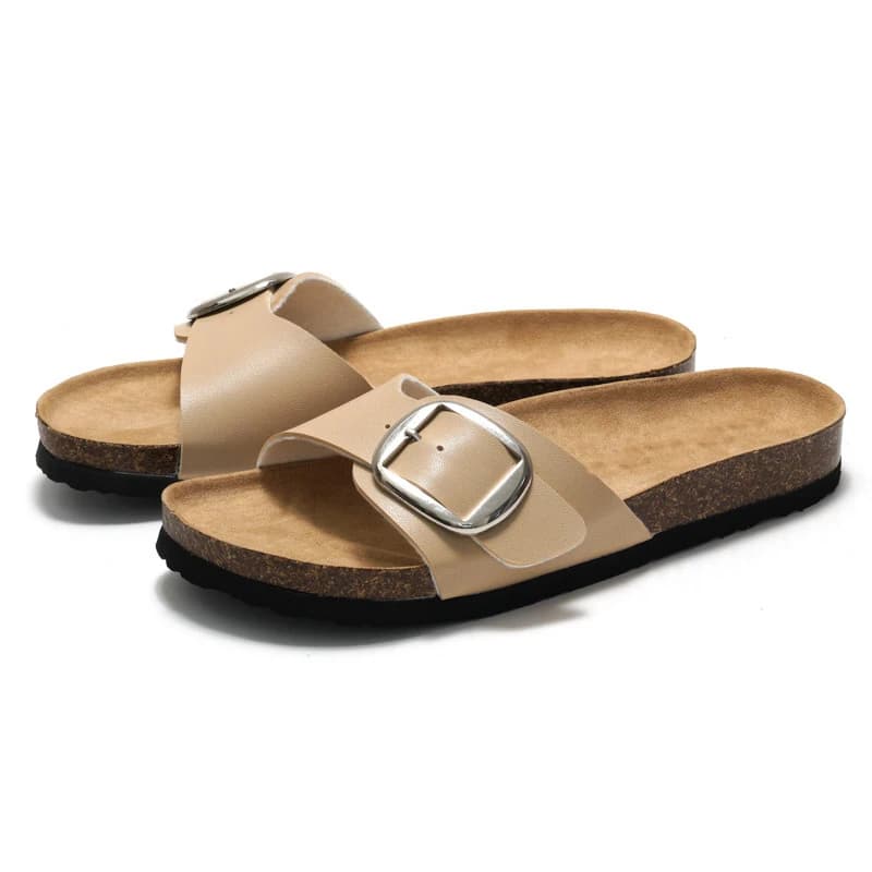 Nuove donne Zoccoli in sughero Pantofole Sandali da spiaggia con pedana in sughero Sandali con zoccoli in pelle scamosciata per esterni con fibbia regolabile