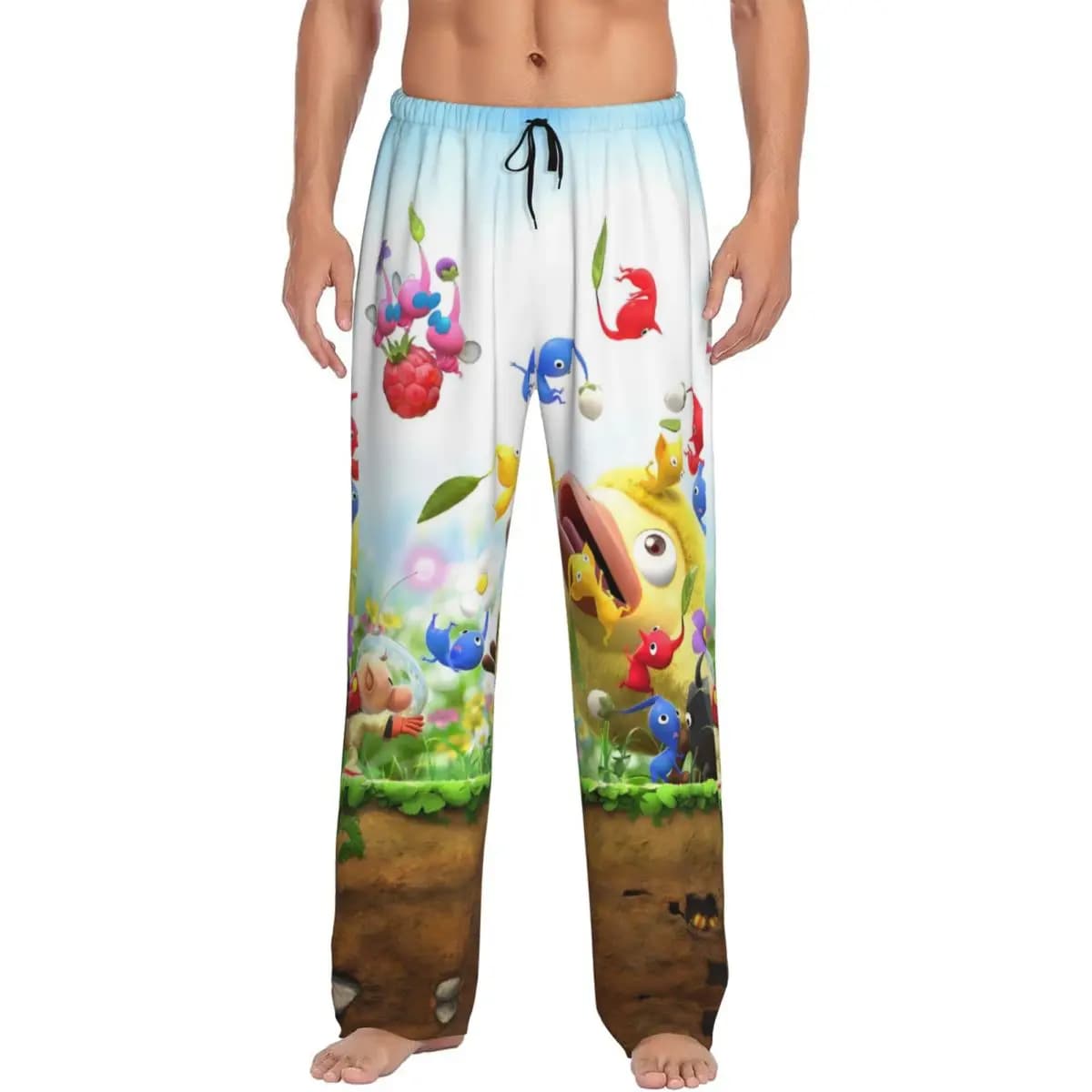 Pantaloni da pigiama P-Pikmins stampati personalizzati da uomo Pantaloni da notte per dormire anime carini con tasche