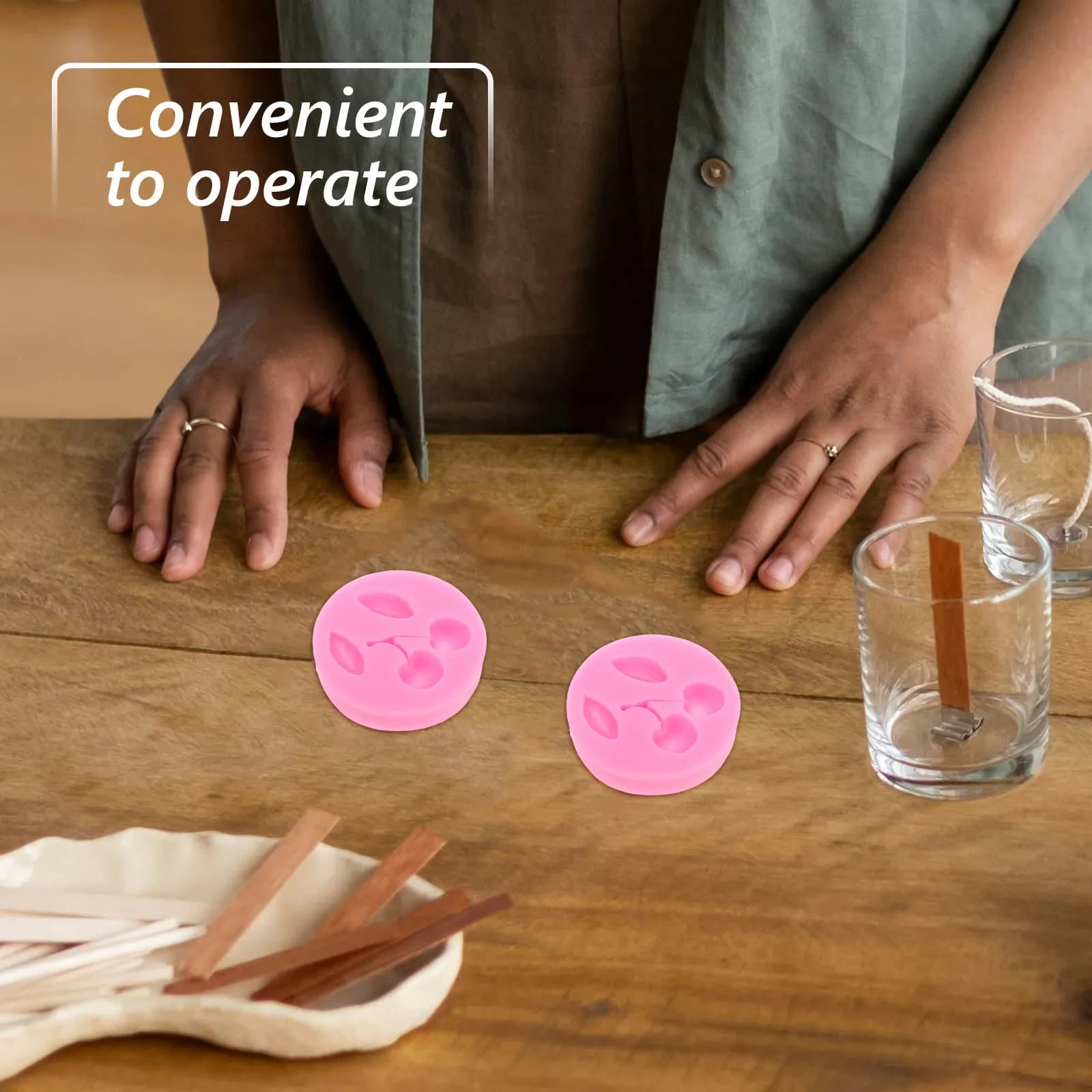 Set di 3 Stampi in Silicone a Forma di Ciliegia, Realistici per Decorazione Torte, Cioccolato, Caramelle, Argilla Polimerica, Resina Epossidica, Sugarcraft