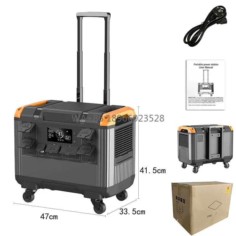 Alimentatore per Accumulo Energetico LiFePO4 con Controllore MPPT, Ingresso 1600W, Completamente Caricato da 2 Pannelli Solari, 3000W, 3 Kilowatt-Ora, Portatile per Esterni