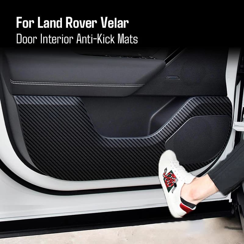 Per Land Rover Range Rover Velar 2017-2024 Auto In Fibra di Carbonio Porta Anti-calcio Zerbino Adesivo Porta In Pelle Pannello di Protezione Trim Striscia