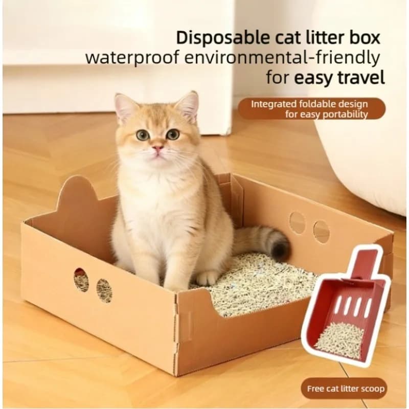 5PCS New Disposable Portable Cat Litter Box Waterproof Foldable Cat Toilet No-Wash Home Travel Cat Litter Tray Pet Supplies