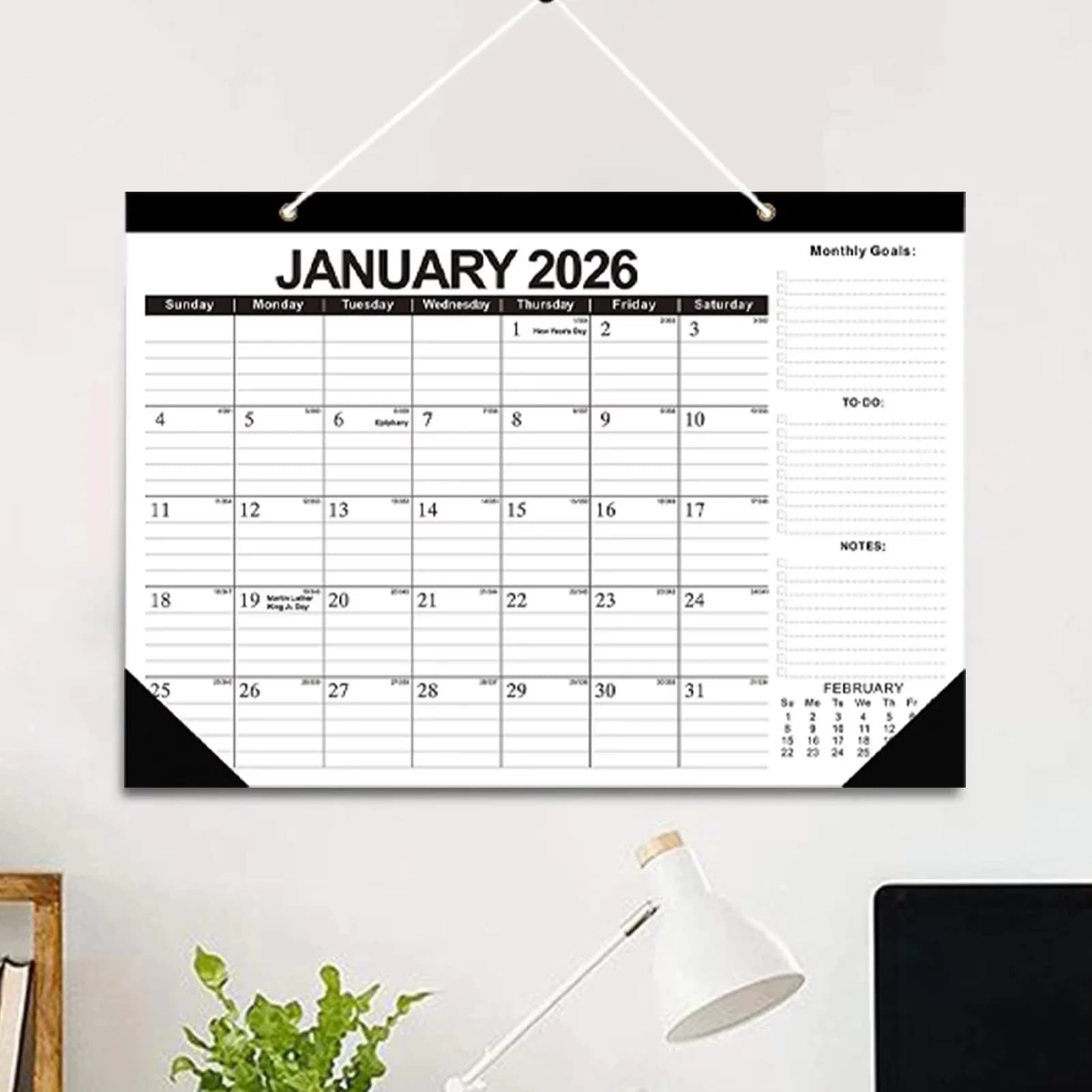 Nuovo calendario da parete 2026 18 mesi 2026-2027 Giornaliero settimanale mensile Agenda Planner Organizer Home Office Decor Calendario appendibile