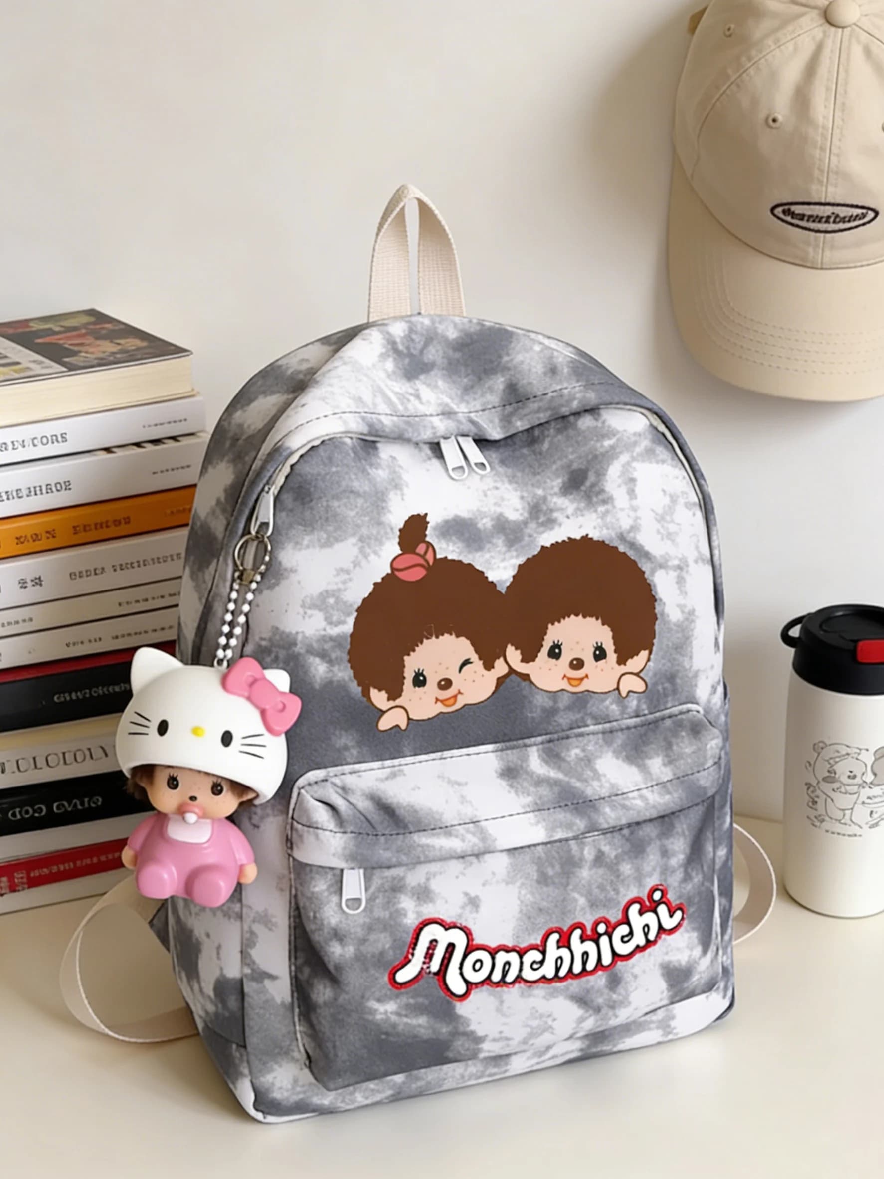 CUTE MENG CHICHI Zaino in nylon per la scuola, borsa impermeabile per computer, borsa da viaggio lavabile, per studenti della scuola primaria, per ragazza, Mochilas