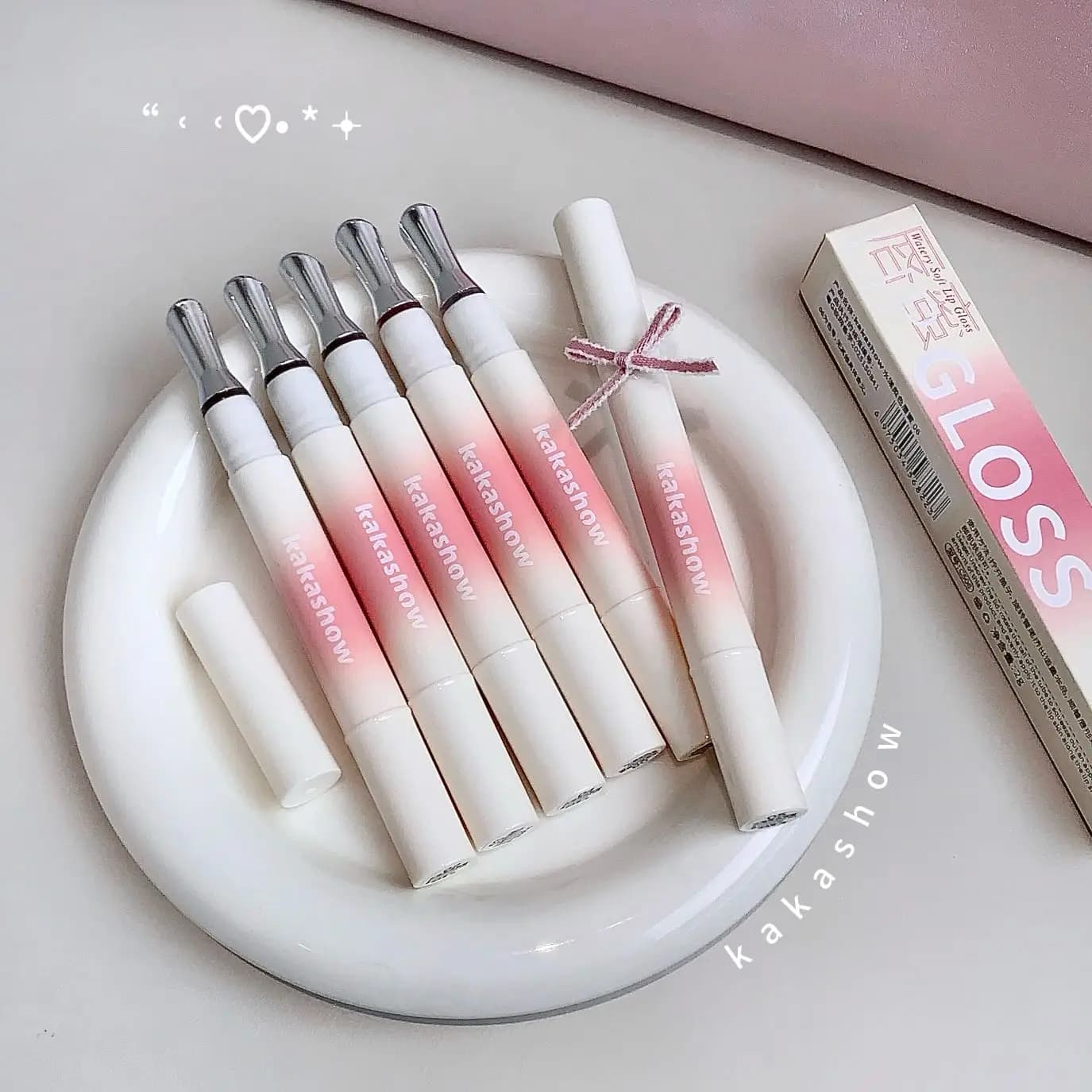 Kakashow Mirror Watery Lucidalabbra Iron Brush Gelatin Head Polishing Lip Tint Lip Nude Cosmetic Makeup
