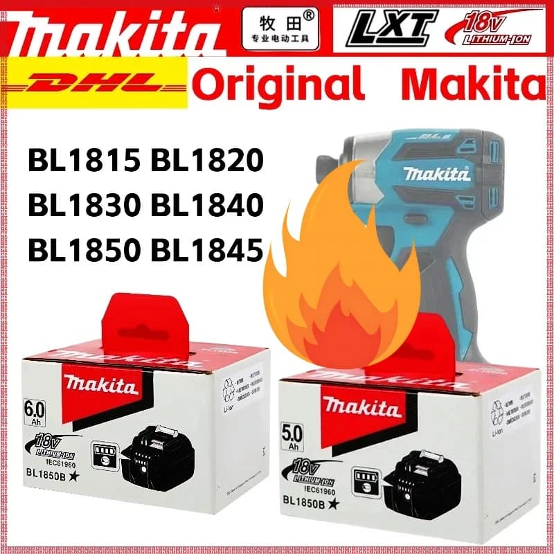 Batteria Makita 18v originale al 100% bl1850b BL1850 bl1860 bl 1860 bl1830 bl1815 bl1840 LXT400 6Ah per utensili Makita 18v, trapano