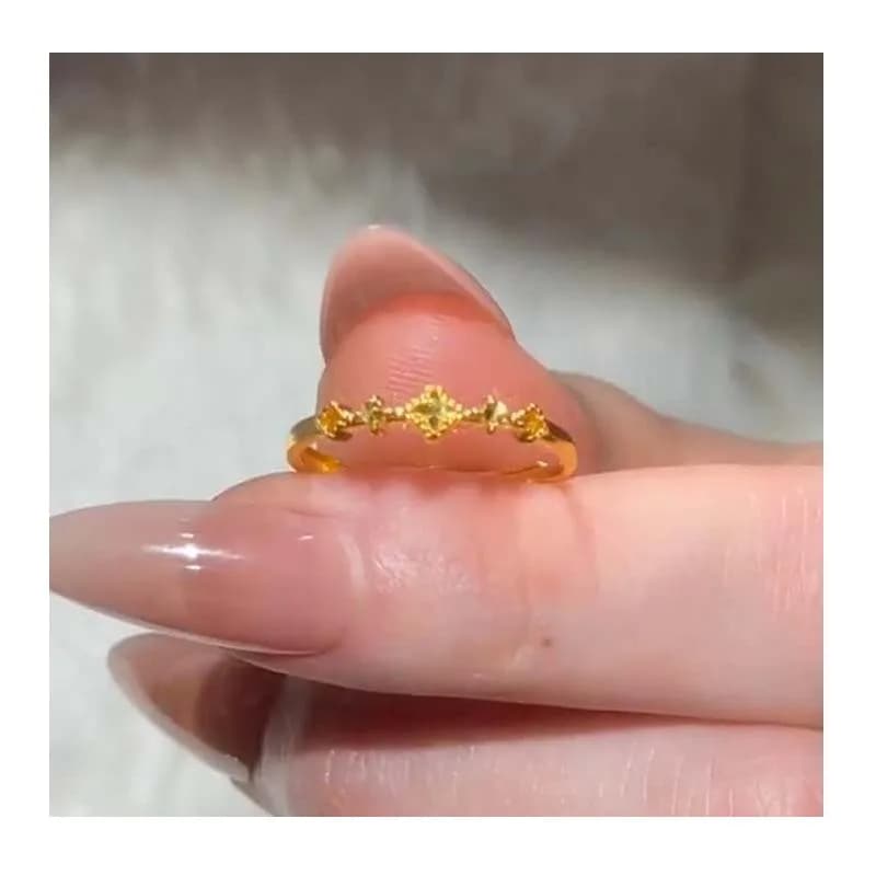 The Same Four-pointed Star Ring for Women's Super Flash Light Luxury Versatile Index Finger Ring Versatile Design Sense Adjustab