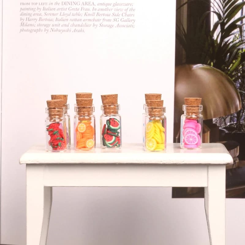 5 pz 1:12 casa delle bambole in miniatura frutta lattine di vetro assortite frutta secca barattolo di caramelle bambini finta gioca giocattolo casa delle bambole accessori
