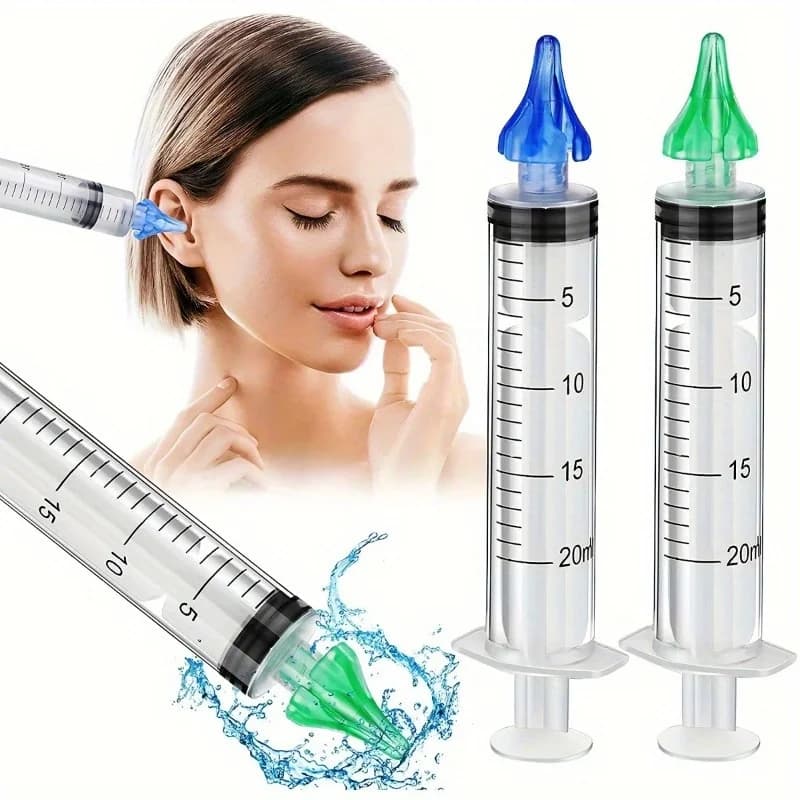 Kit di strumenti per siringa per risciacquo per rimozione cerume con ugello per punta di ricambio per siringa per orecchie, kit per la pulizia dell'orecchio per rimozione cerume, detergente per orecchie Wa
