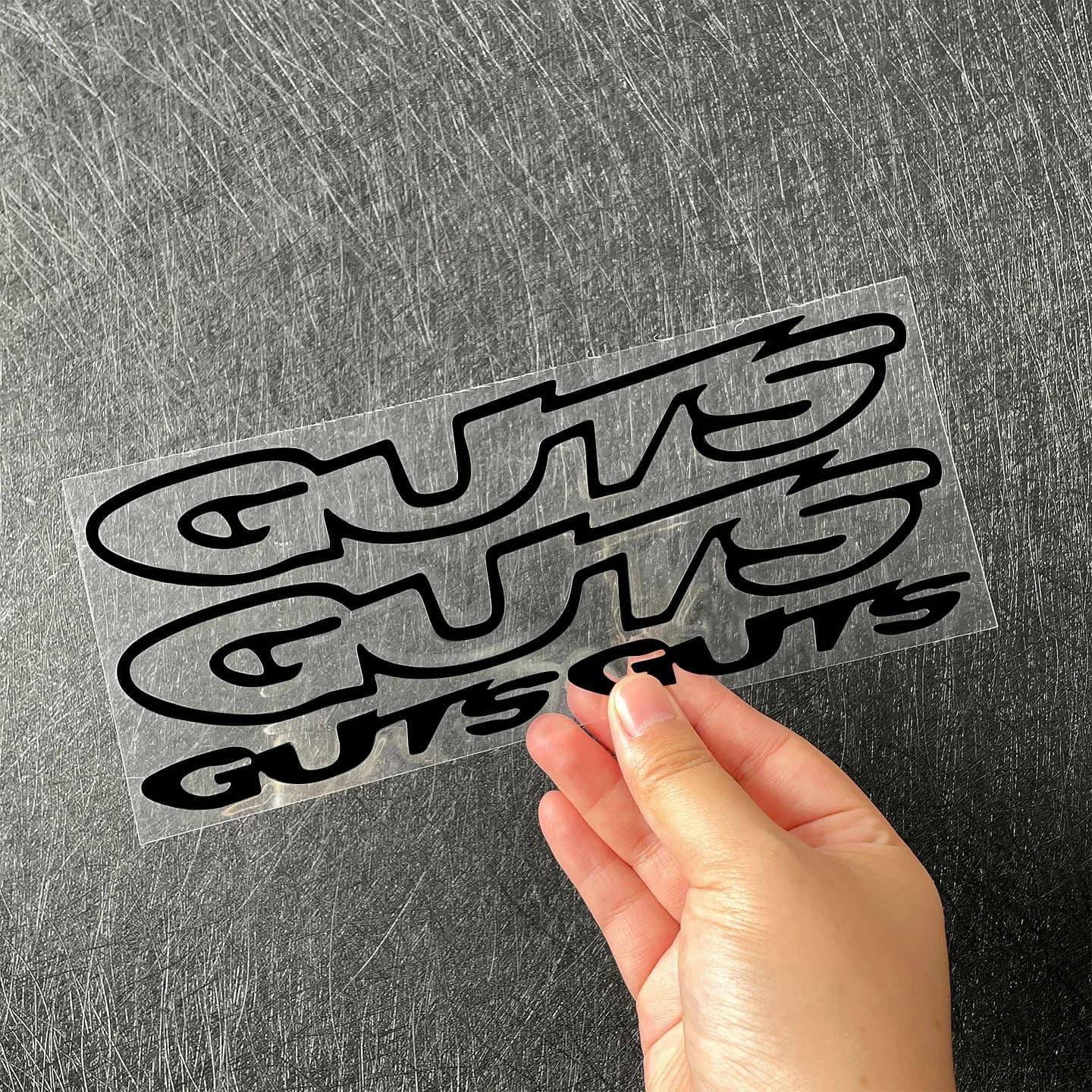 4Pcs GUTS Letter Vinyl Stickers, Waterproof for Moto Tank Car Bike Helmet