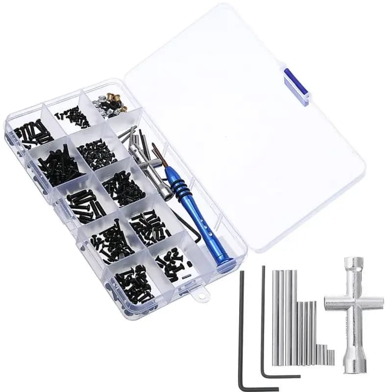 Nuovo Set di 12 Pezzi per Auto RC WLtoys 144010 144001 144002 124016 124017 124018 124019 - Kit di Aggiornamento in Metallo con Viti e Scatola Attrezzi