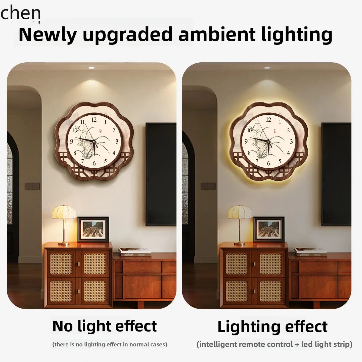 Orologio da parete decorativo V8 per ristoranti - orologio silenzioso creativo con illuminazione premium per soggiorno