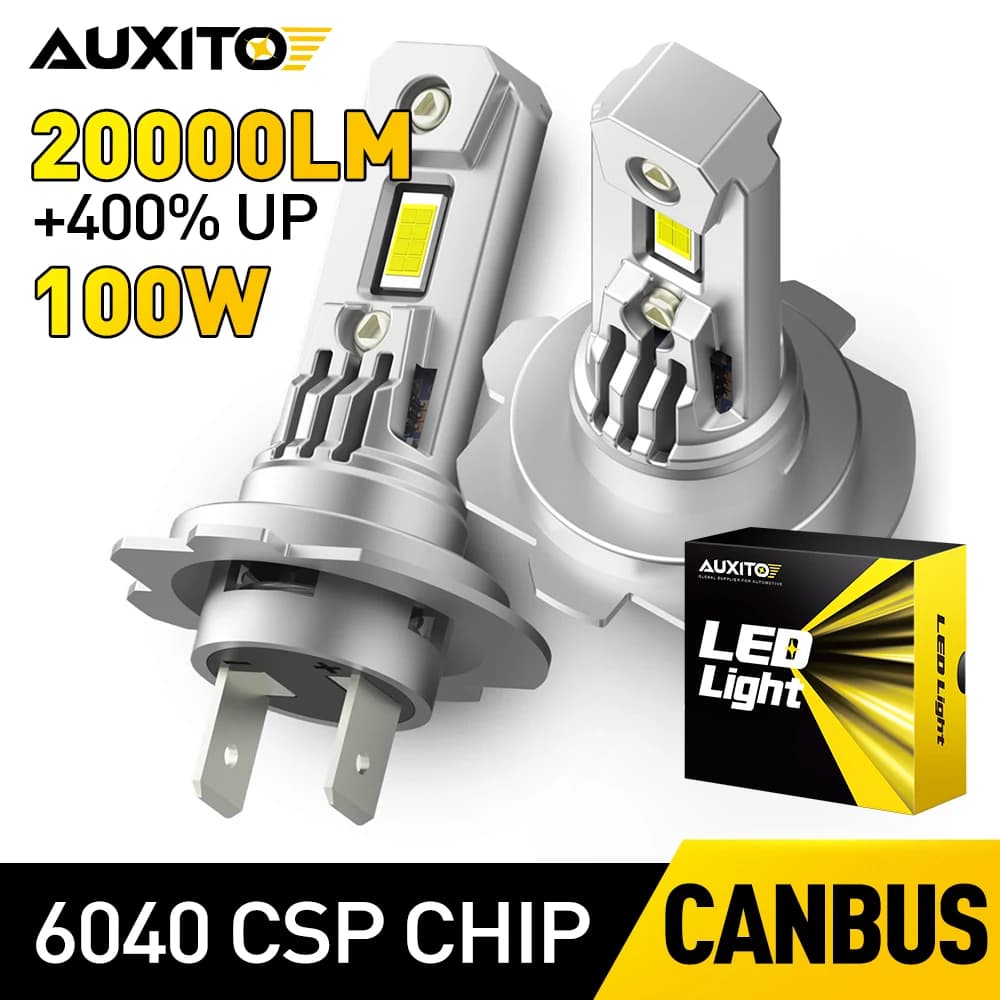 AUXITO Super Bright 2Pcs H7 lampadine per fari a LED Canbus Error Free Ultra Strong Turbo H7 CSP faro a LED sottile per auto da moto