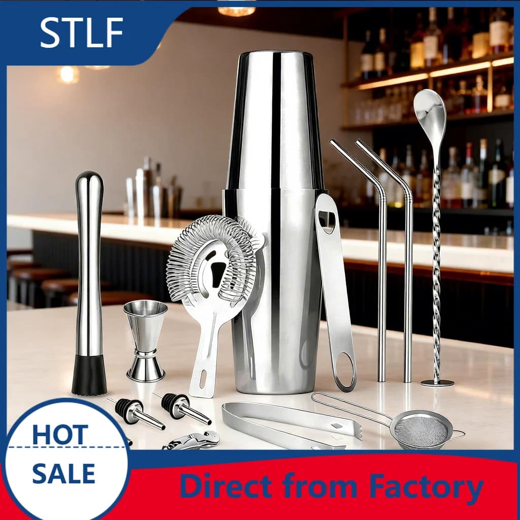 stllBoston Cocktail Shaker Set 16-Piece Bar Accessories 24oz 20oz Martini Shakers Stainless Steel Bar Tool Set