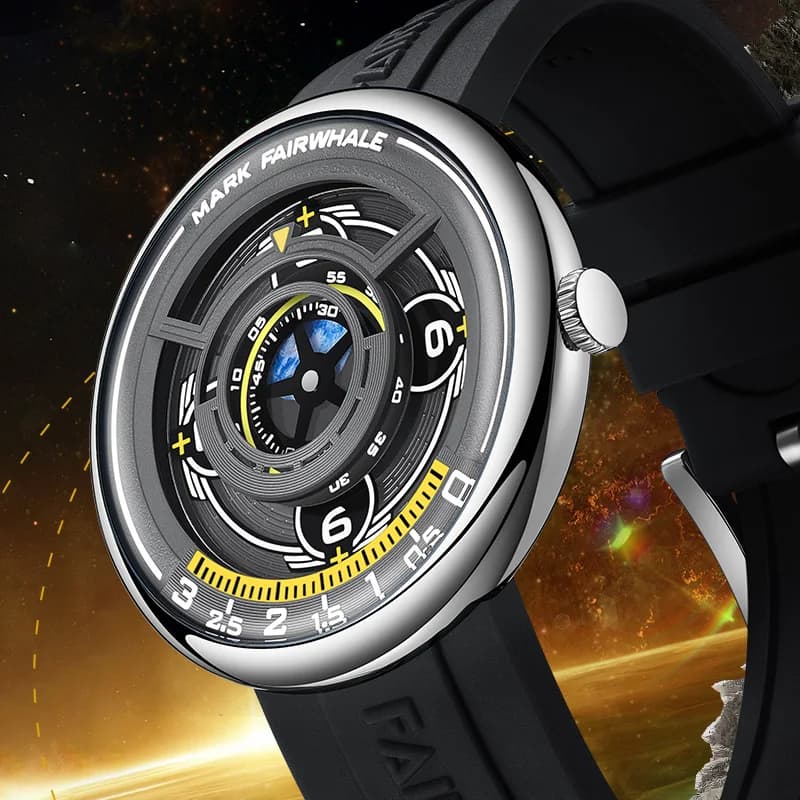 Orologio da Uomo MARK FAIRWHALE Nuovo Modello Earth, Orologio al Quarzo alla Moda con Cinturino in Gomma, Luminoso e Impermeabile