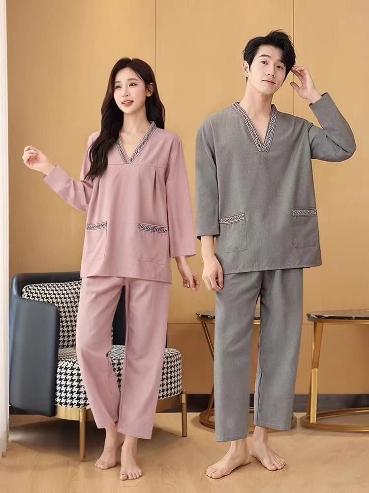 Men's long-sleeved sauna bathrobe, cotton, for winter, massages, spas and foot treatments