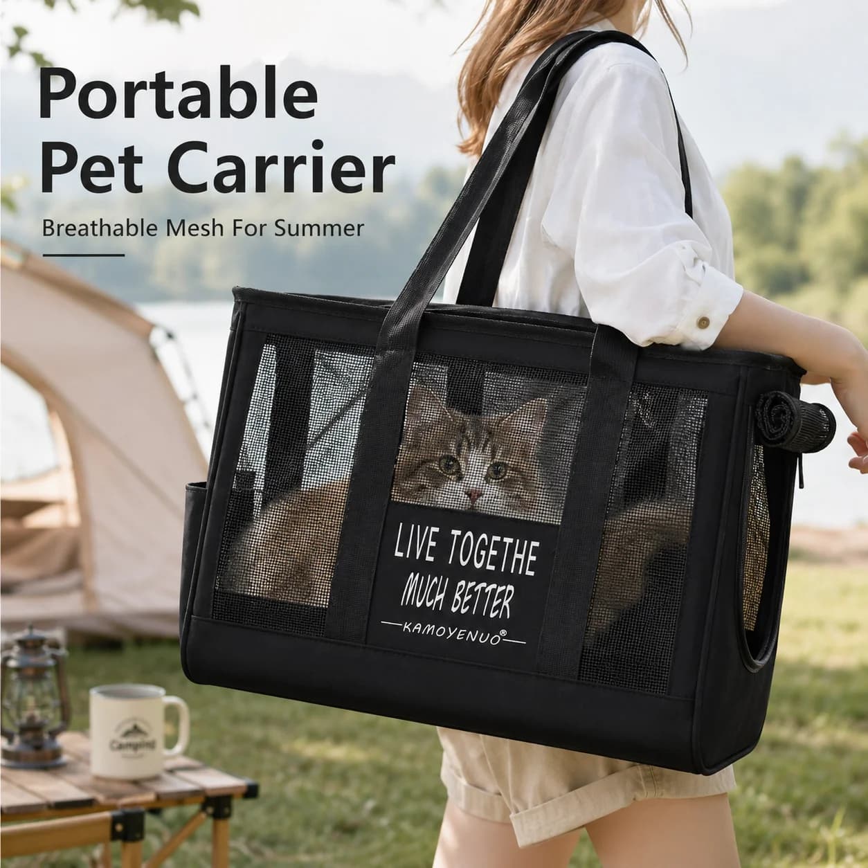Breathable Pet Carrier Bag Cat Travel Tote Handbag Mesh Ventilated Portable Outdoor Soft Lightweight Anti Odor Summer Bag Cage