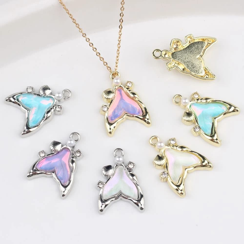 6 pezzi carino balena coda di pesce forma pendente orecchino collana braccialetto creazione di gioielli accessori fatti a mano ornamento fai da te moda artigianale