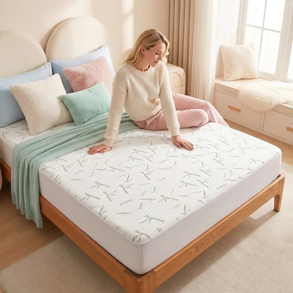 1PC Bamboo Fiber Fitted Sheet 90×200/150×200/180×200/200×200cm Breathable Moisture Wicking Mattress Cover 360° Full Elastic Deep Pocket Anti-Slip Washable Bedding for Twin Full Queen Bed