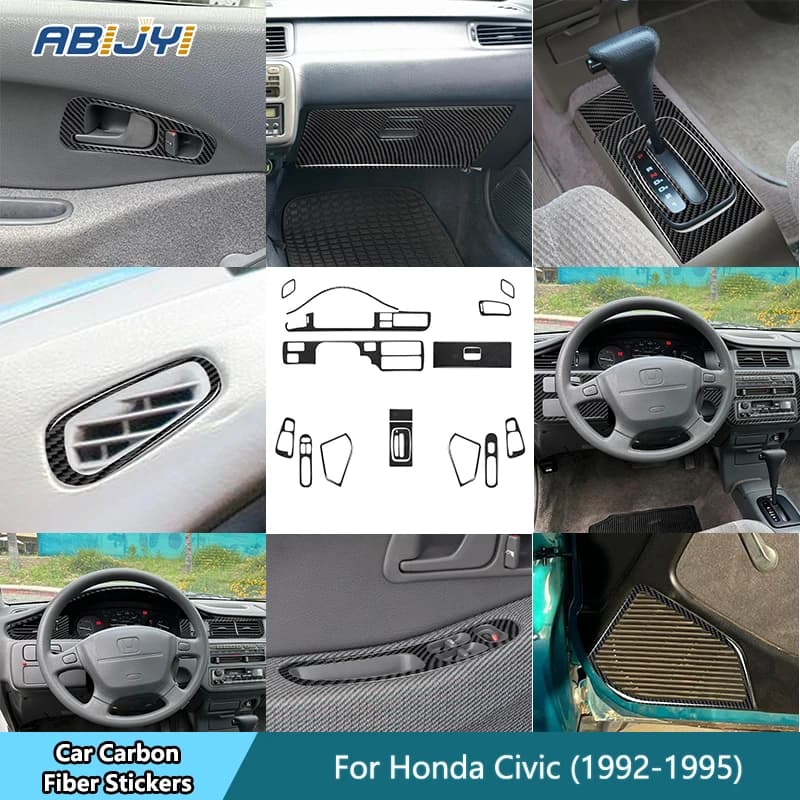 Per Honda Civic 1992-1995 In Fibra di Carbonio Interno Tachimetro Air Vent Finestra Ascensore Pannello Decorazione Della Decalcomania Accessori Auto