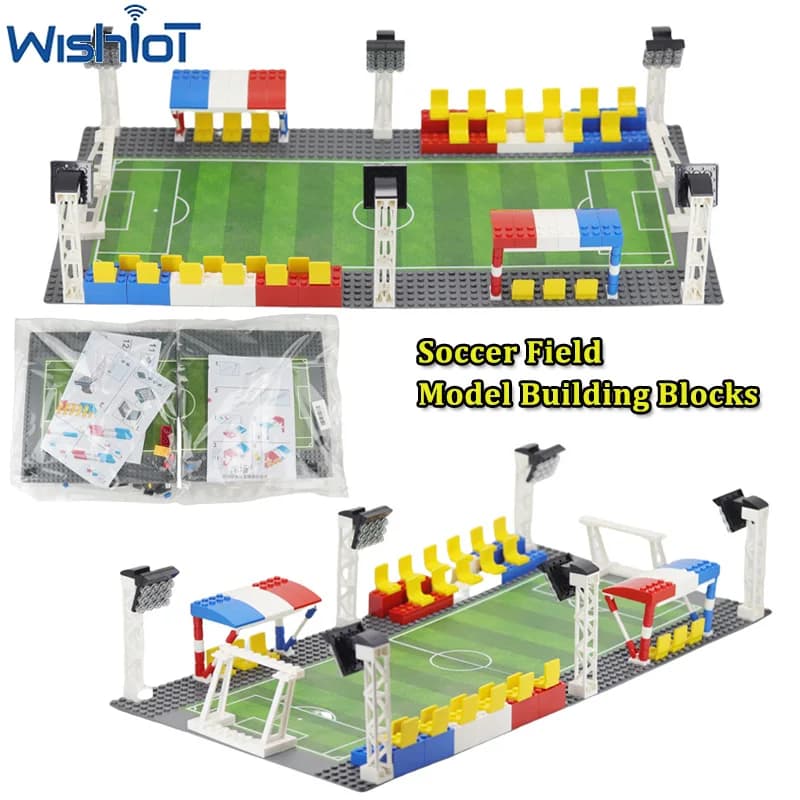 MOC Stadio di calcio Modello fai da te Building Block Campo sportivo Scheda base Piastra assemblata Ornamenti da collezione Giocattolo Piccoli mattoni Regalo