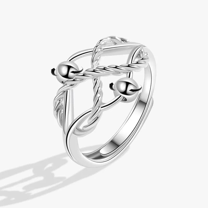 Anello da Donna a Forma di 8 con Perline Rotanti, Anello Antistress Girevole per Alleviare l'Ansia