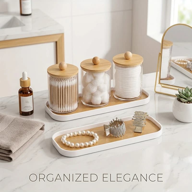 Vassoio da bagno rettangolare (1 o 2 pezzi), vassoio in marmo bianco per dispenser sapone, profumi e gioielli, da appoggiare sul lavabo