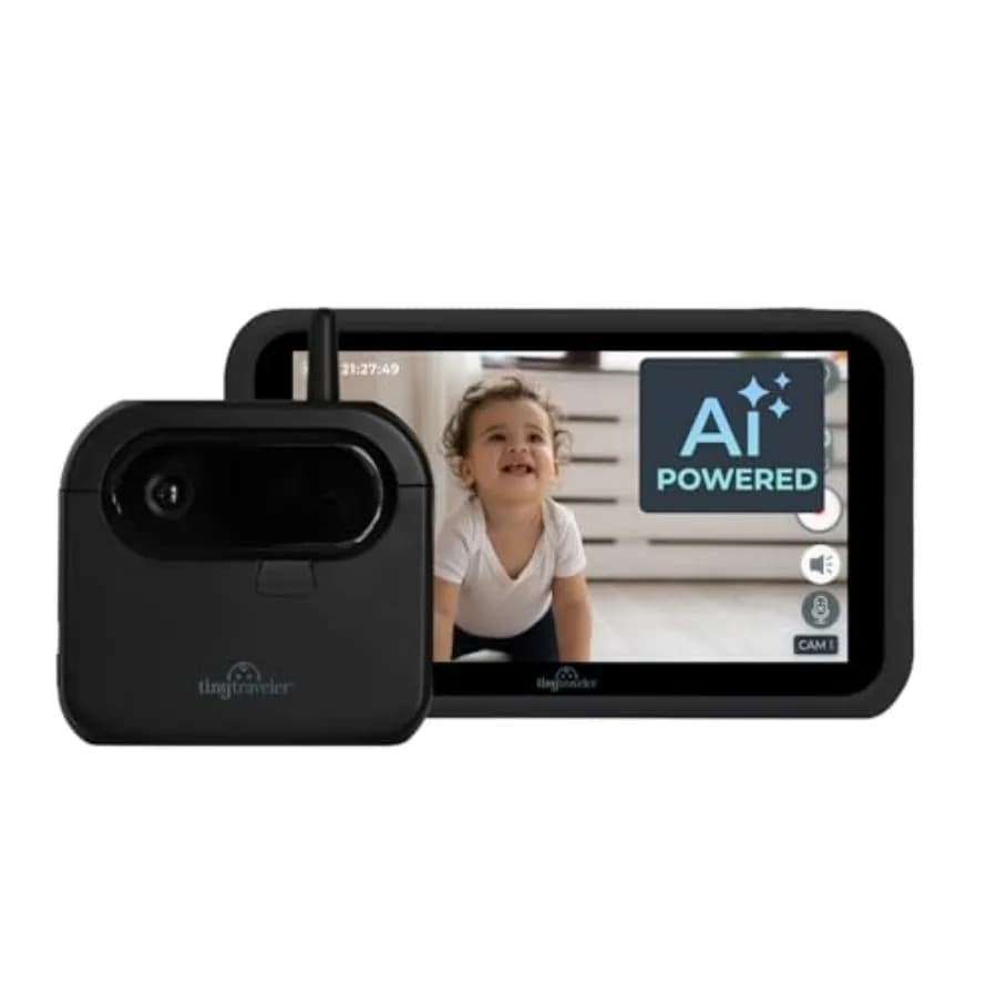 Monitor per Bambini Wireless Intelligente AI con Power Bank - Nero, Avvisi di Sicurezza Basati su AI per Rilevamento Pianto/Risata/Posizione Eretta, Recinzione Virtuale 100