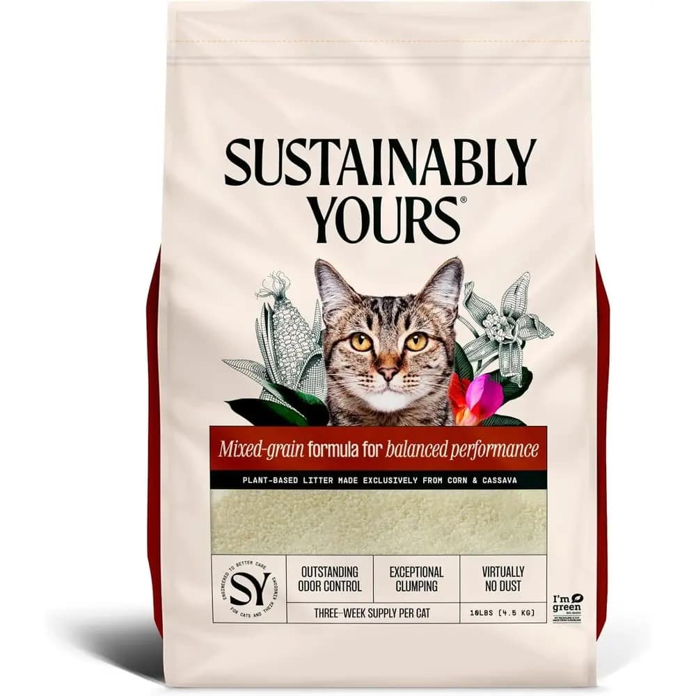 Lettiera Naturale per Gatti, Formula a Grani Misti, Agglomerante ed Elimina gli Odori, Praticamente Senza Polvere, Facile da Pulire, a Base di Mais e Manioca