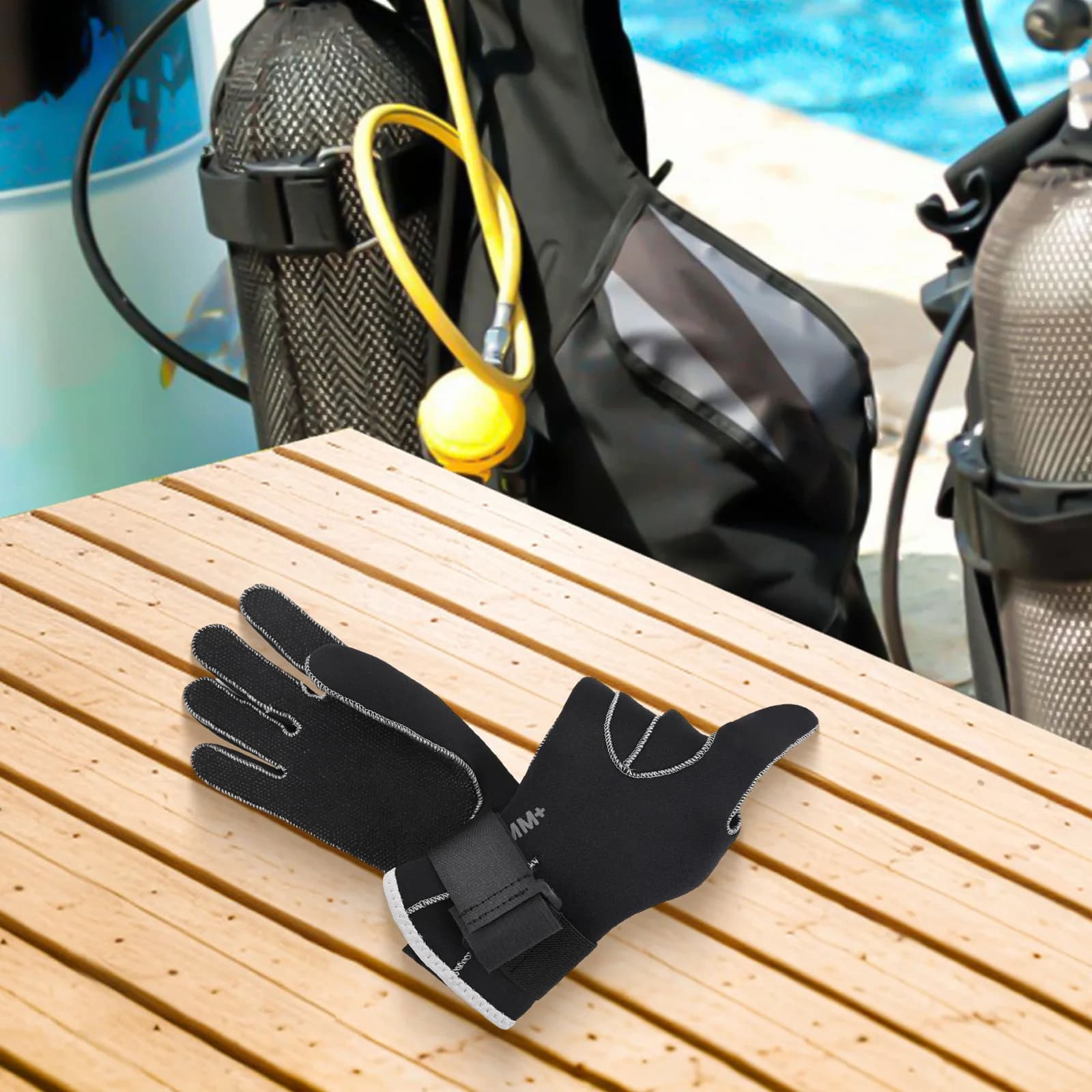 1 paio di guanti da immersione antiscivolo, resistenti all'usura, resistenti al freddo, per immersioni profonde, snorkeling, accessori per attrezzature di salvataggio in acqua