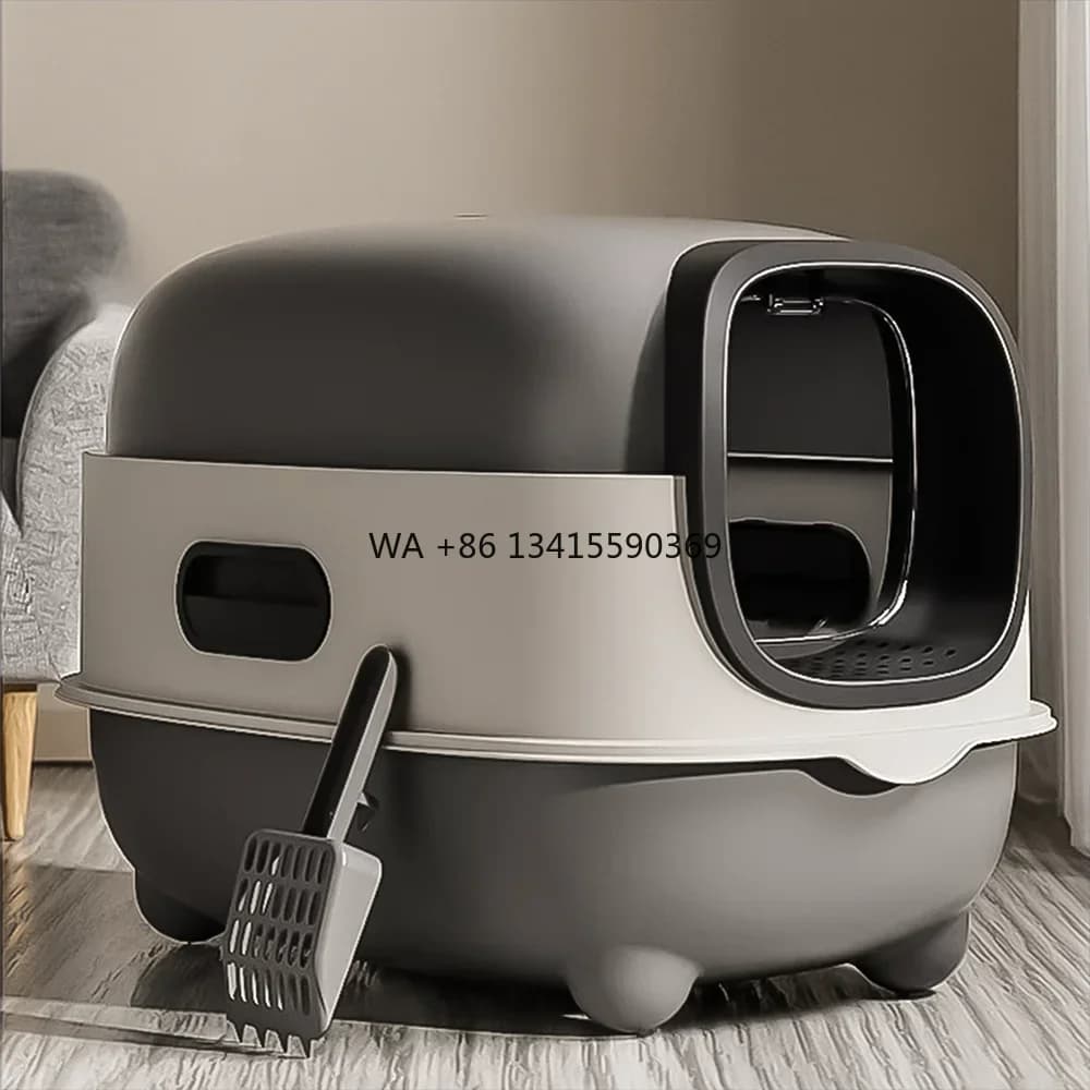 Toilette per gatti in plastica dal design pieghevole a doppio scopo, grande scatola chiusa per gatti, a prova di spruzzi, con isolamento degli odori