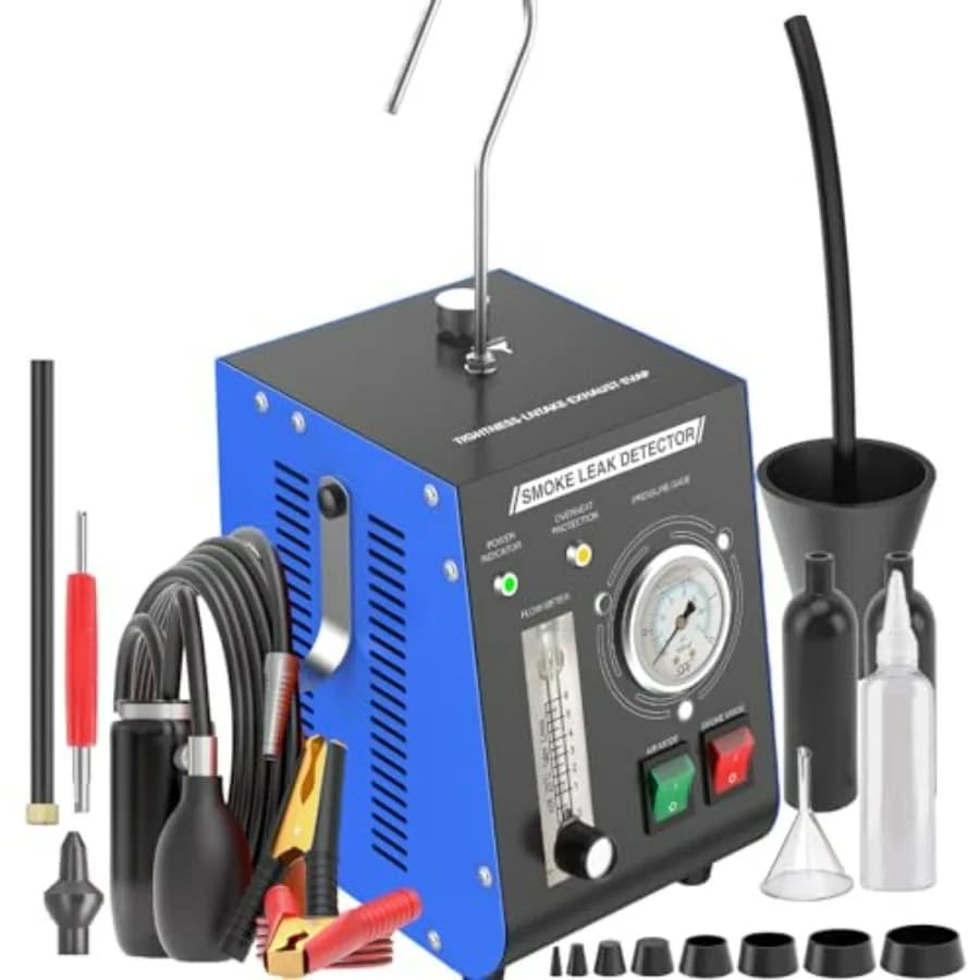 Macchina per fumo automobilistica professionale per il rilevamento di perdite con pompa ad aria integrata e misuratore di portata 19PSI, test diagnostico di perdite a doppia modalità